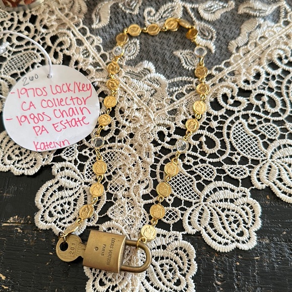 Lock Enc Keychain Jewelry | 197s Lv Lock And Key 1980s Chain | Poshmark